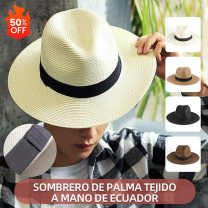 🌿 【56-58cm】Sombrero de palma tejido a mano de Ecuador.
