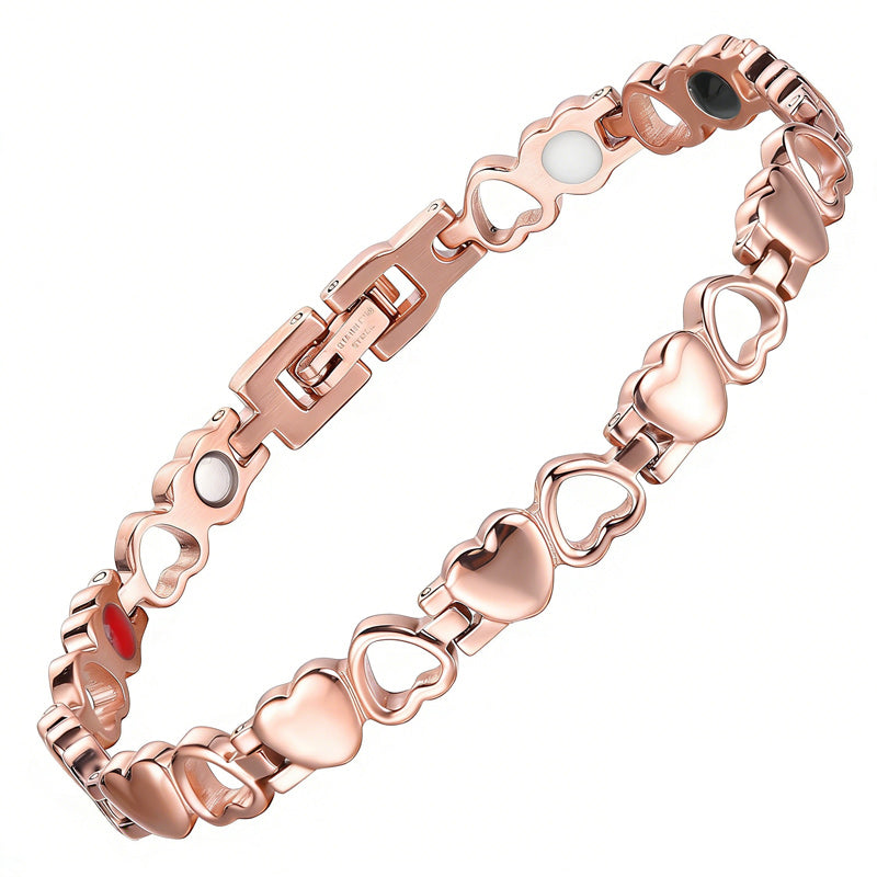 ❤️✨Esta elegante pulsera de oro de 18 quilates con forma de corazón tiene energía magnética, promueve la circulación sanguínea y es cómoda de llevar.✅
