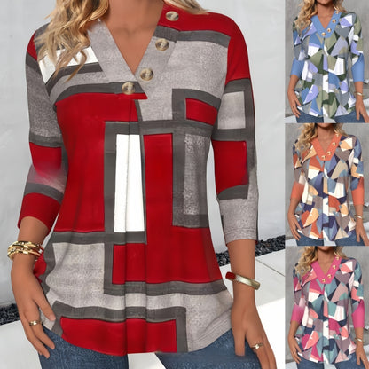 ✨【Oferta por tiempo limitado】Camisa con botones y estampado retro para mujer (2026)
