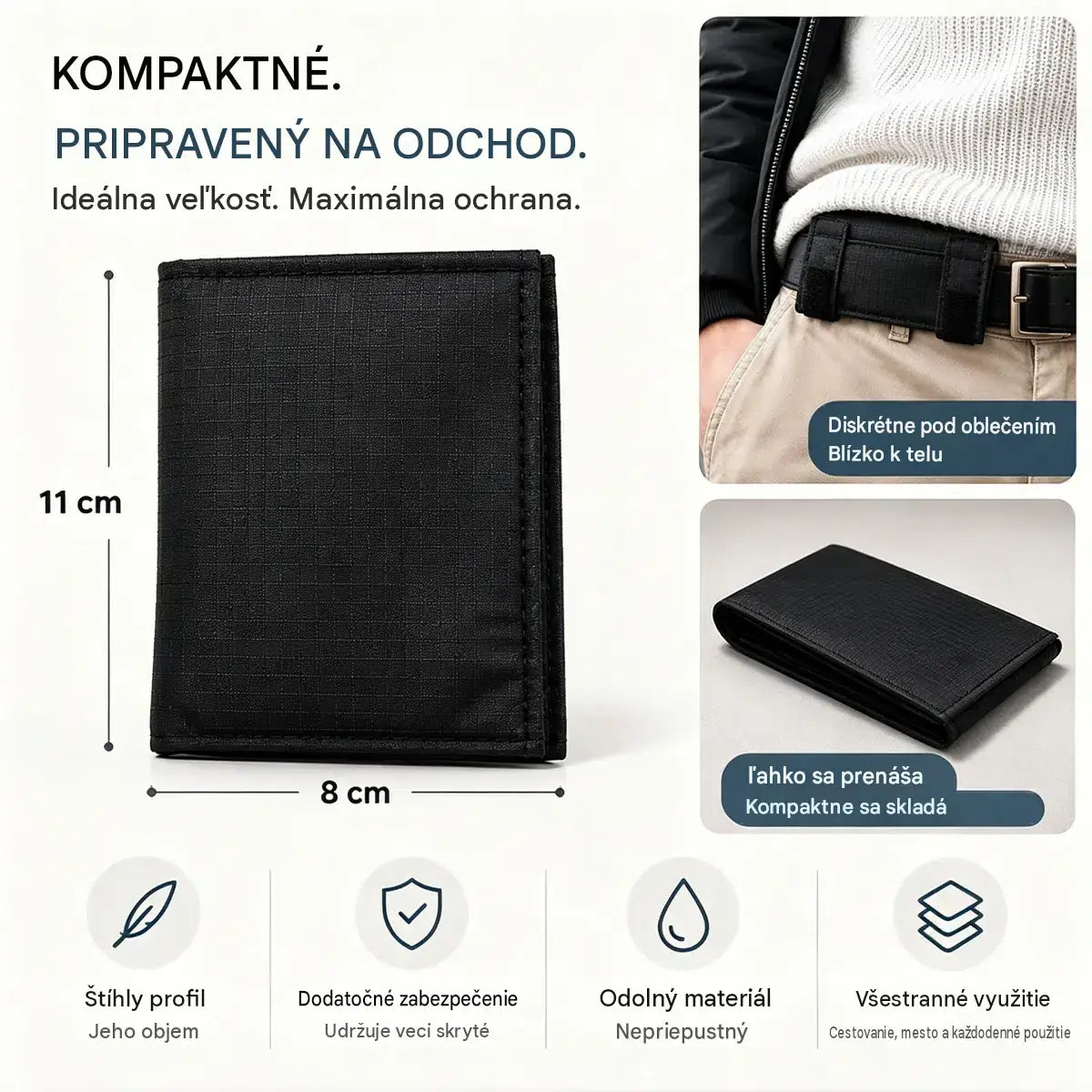 👝✨ Cestovná mini taška do pása pre ženy a mužov | Kompaktná taška na pas, peniaze, karty a doklady