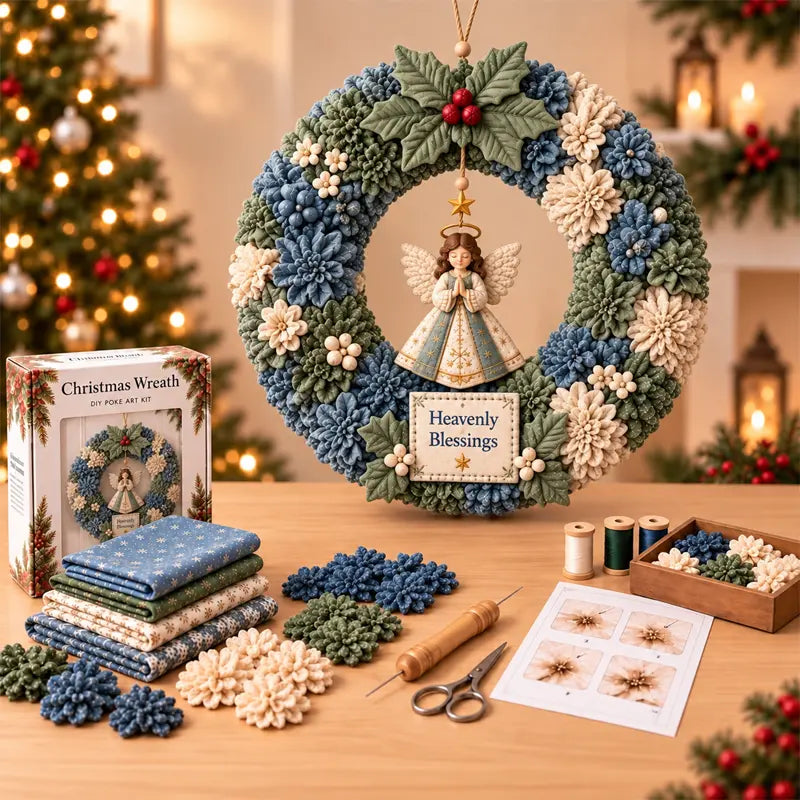⏰ POSLJEDNJI DAN! 50% POPUSTA ✨ Napravite božićni vijenac koji ćete s ponosom pokazati 🎄❤️ Komplet za izradu (3D tehnika umetanja tkanine) s uključenim podukama i vodičem.