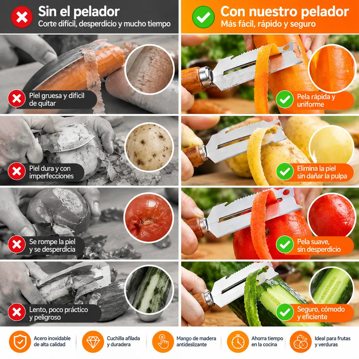💥Compra 1 y llévate 1 gratis💥🔪Pelador multifuncional de acero inoxidable🧅