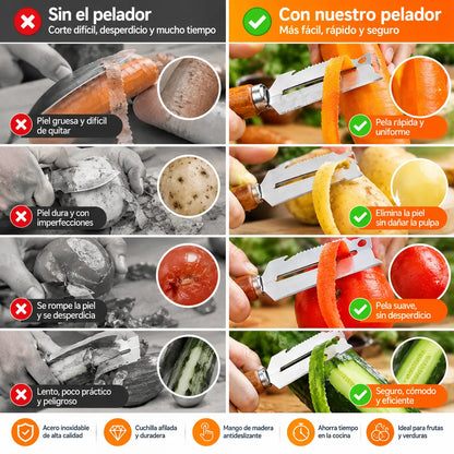 💥Compra 1 y llévate 1 gratis💥🔪Pelador multifuncional de acero inoxidable🧅