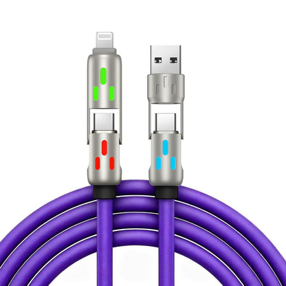 🔥 【2 unidades por 26 euros】 🔥 (2 metros de largo) Cable 4 en 1 PD 240 W – Carga rápida USB‑C, Lightning y USB‑A, aluminio y silicona, sincronización de datos ⚡📱