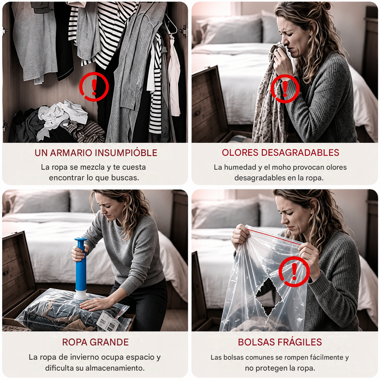 [Paquete de 5] Bolsas de almacenamiento al vacío 3D que no requieren bomba.