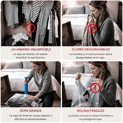[Paquete de 5] Bolsas de almacenamiento al vacío 3D que no requieren bomba.
