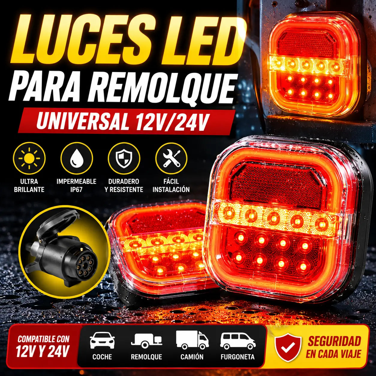 🚦【Universal 12V/24V】🚦 Luces LED para remolque de coche