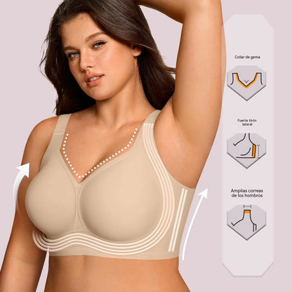 【Juego de 2 piezas】Sujetador sin aros para mujer de tallas grandes | Sujeción completa, cómodo y transpirable | Efecto lifting | Tallas S-4XL (Adecuado para un peso de 35 a 105 kg)