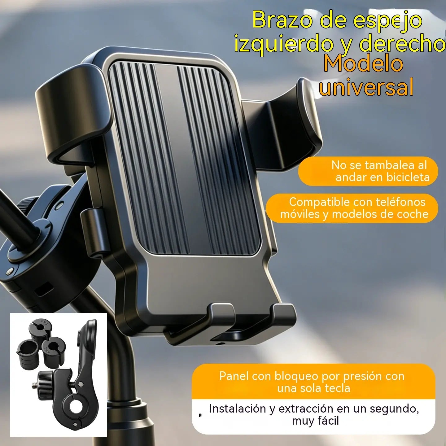 🚴 Soporte para teléfono de motocicleta con agarre seguro
