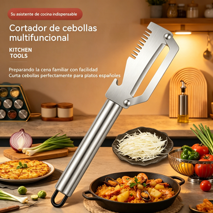 ✅【¡Compra 1 y llévate 1 gratis!】🧅🔪 Pelador de cocina multifuncional 3 en 1: ¡Pela, corta y abre tapones de botellas! 🔥