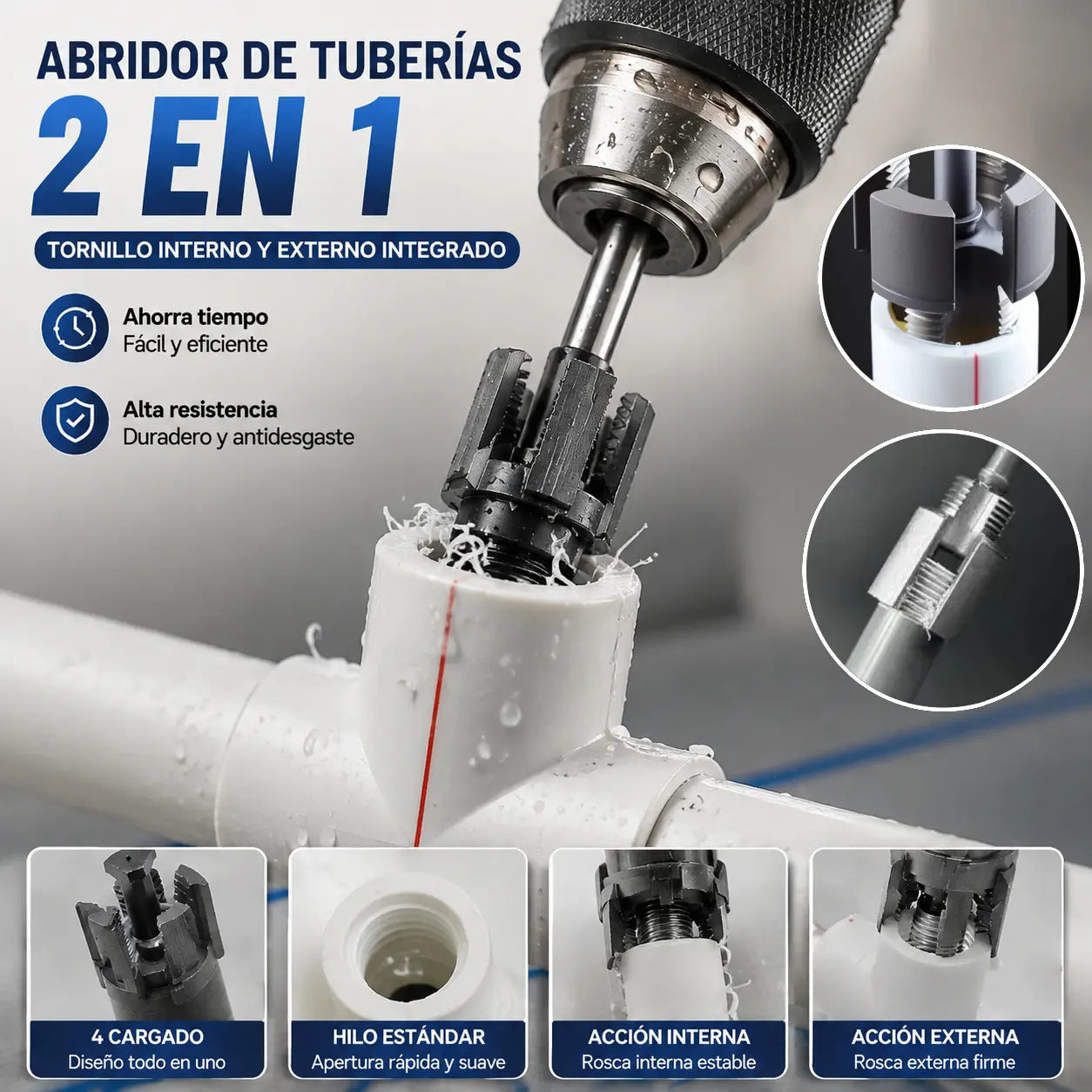🔥Broca integrada para instalación de tuberías PPR: ¡fácil de usar y sin soldadura! [Juego de dos piezas: apto para tuberías de 1/2 pulgada y 3/4 de pulgada]