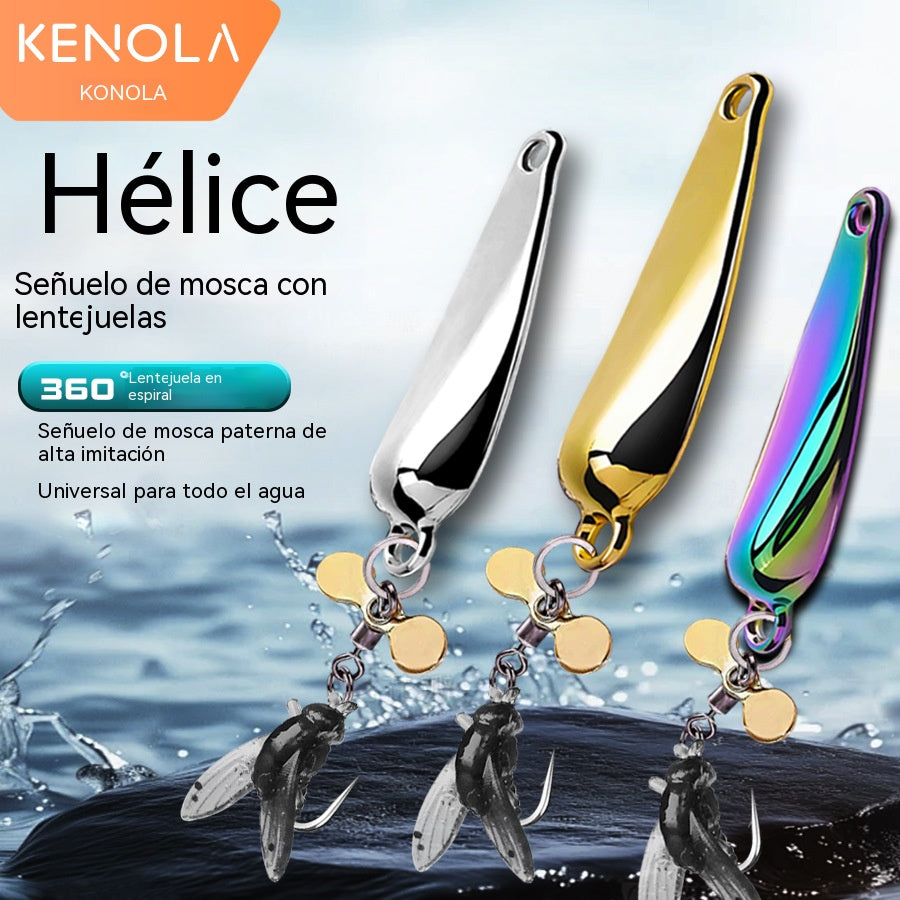 【Compra 3 y llévate 3 gratis】【6PCS】Lanzamiento de señuelos con cucharillas giratorias en forma de hélice y cebos para mosca.