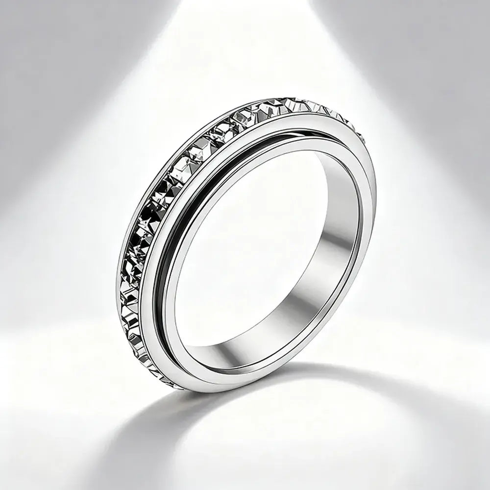 💎 Anillo Giratorio para Mujer con Piedras Cuadradas de 4 mm – Diseño Elegante y Brillante