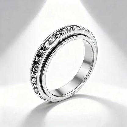 💎 Anillo Giratorio para Mujer con Piedras Cuadradas de 4 mm – Diseño Elegante y Brillante