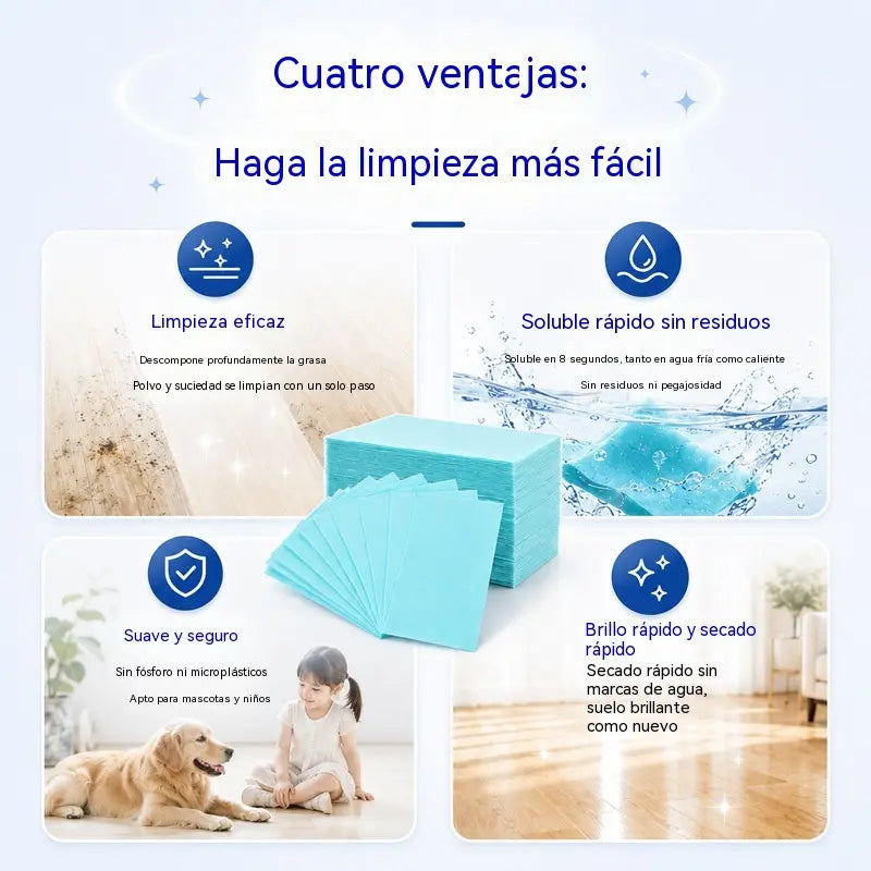 💦🏡【3 paquetes, 90 pastillas en total】Toallitas limpiadoras de suelos solubles en agua