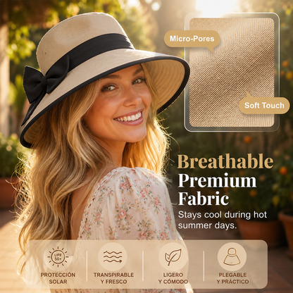 🌞📢 ¡50% de descuento! 👒 Sombrero de sol de ala ancha con lazo para mujer: ligero, transpirable y con protección UV 🌸