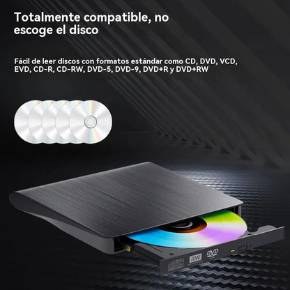 📢📢!50% de descuento! 💿💻 Unidad externa de CD/DVD: Plug & Play, portátil y compatible con Mac/Windows