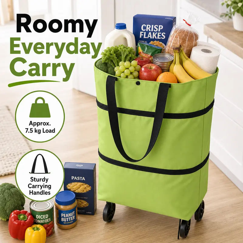 【Producto más vendido】Bolsa de compras plegable y tipo mochila 2 en 1, bolsa/carrito de compras ligero con ruedas