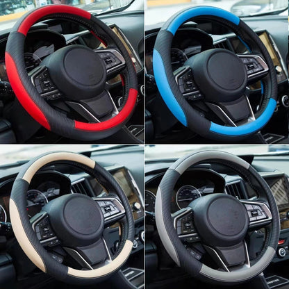 👍🔥Funda de volante de cuero genuino - Funda universal para volante de coche, antideslizante, duradera