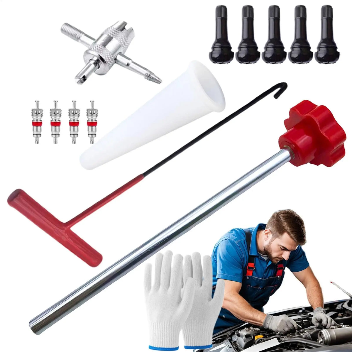 Kit de herramientas para cambio rápido de válvulas de neumáticos de coche