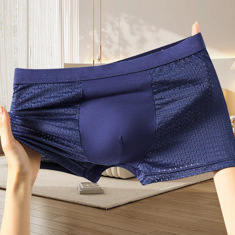 🔥【4 piezas】🧊Calzoncillos bóxer de malla transpirable y cómodos para hombre