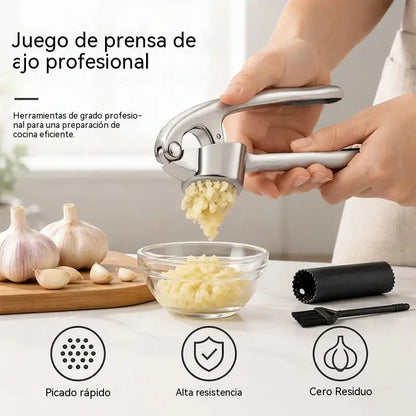 Prensa de ajos premium con mango ergonómico suave y fácil de apretar.