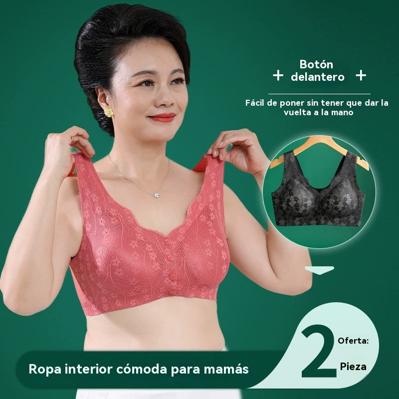 😍【40-100 kg】❤️2026 Nuevo sujetador de cierre frontal sin aros para mujer, tirantes sin costuras, push-up y antiflacidez