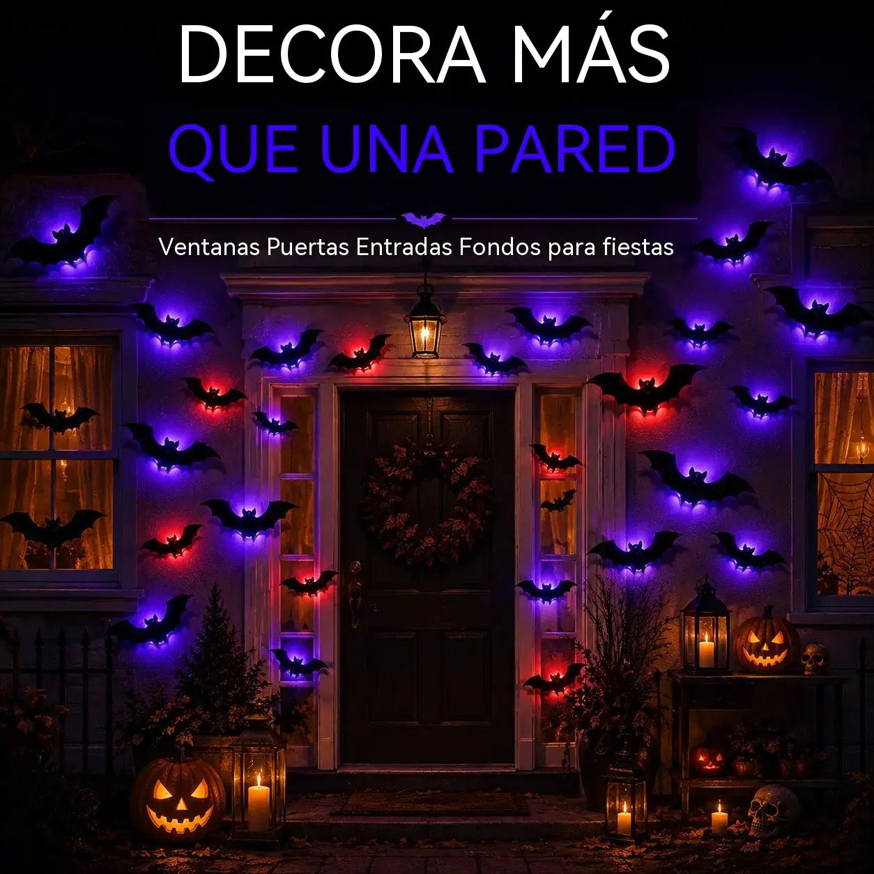 【12 piezas】Decoración de pared con murciélago iluminado con LED 3D
