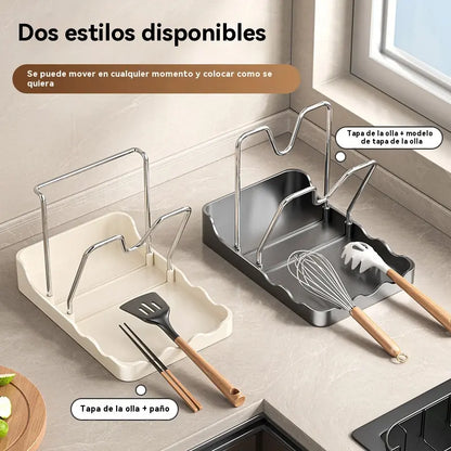 🔥 ¡50 % DE DESCUENTO! 🏠Tapa multifuncional para ollas y soporte para tablas de cortar