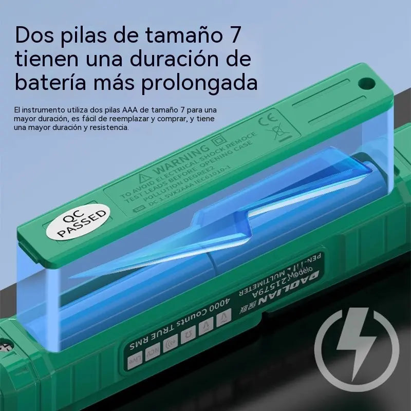 Multímetro digital inteligente multifuncional de alta precisión y lápiz de prueba (2 en 1)