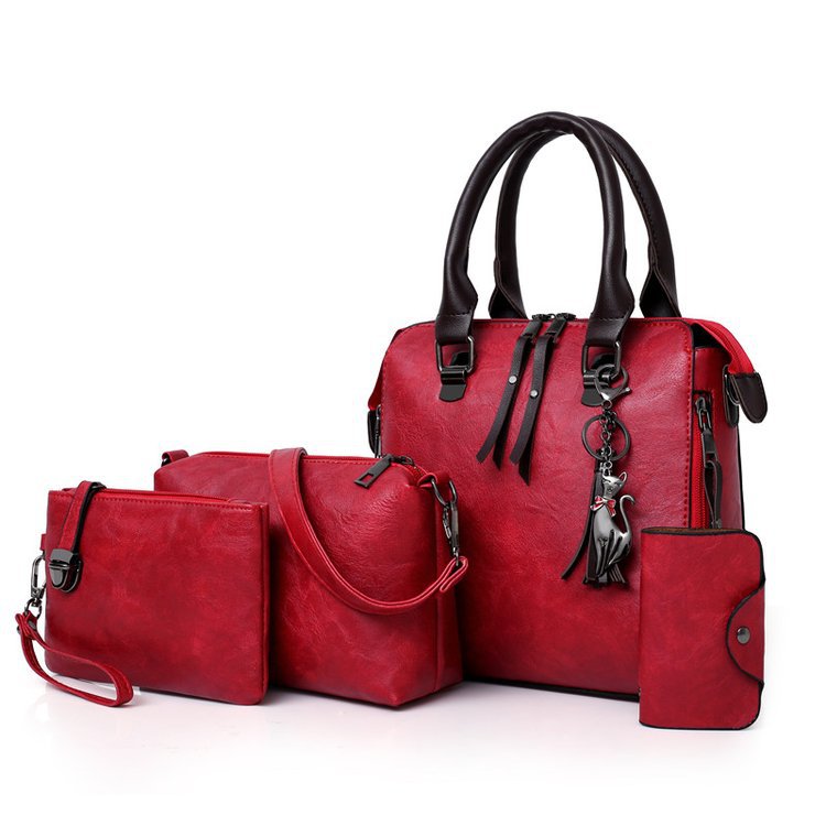 👜Set de 4 bolsos de mano de piel sintética para mujer