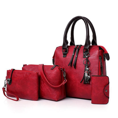 👜Set de 4 bolsos de mano de piel sintética para mujer