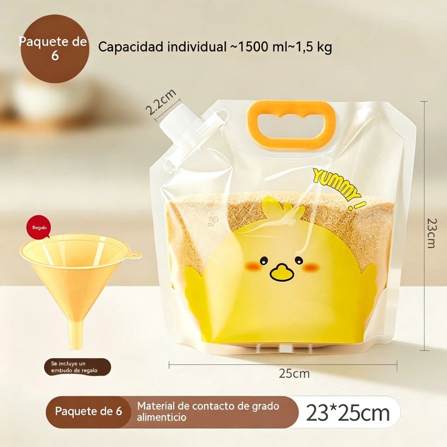 👍 ¡50% de descuento! Set de 6 piezas (con embudo)🥰 Bolsas multiusos para almacenar alimentos, a prueba de insectos y humedad.