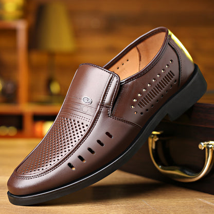 【38-44】 Zapatos casuales de cuero transpirables con diseño calado para hombre, verano 2026