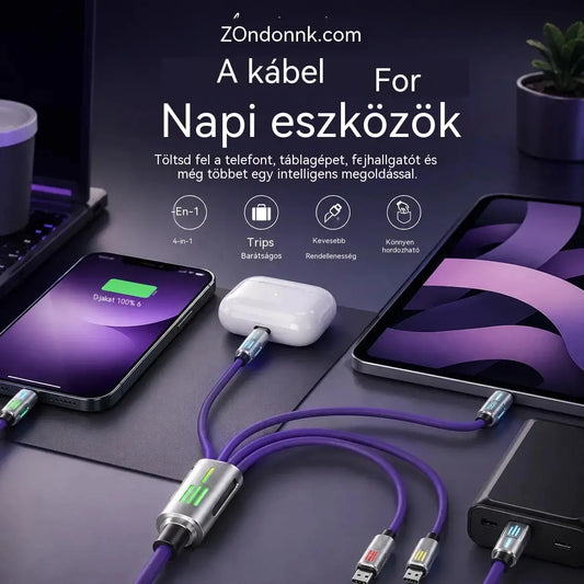 🔥Vásárolj 1-et, kapsz 1-et ingyen🔥 4 az 1-ben LED töltőkábel⚡📱
