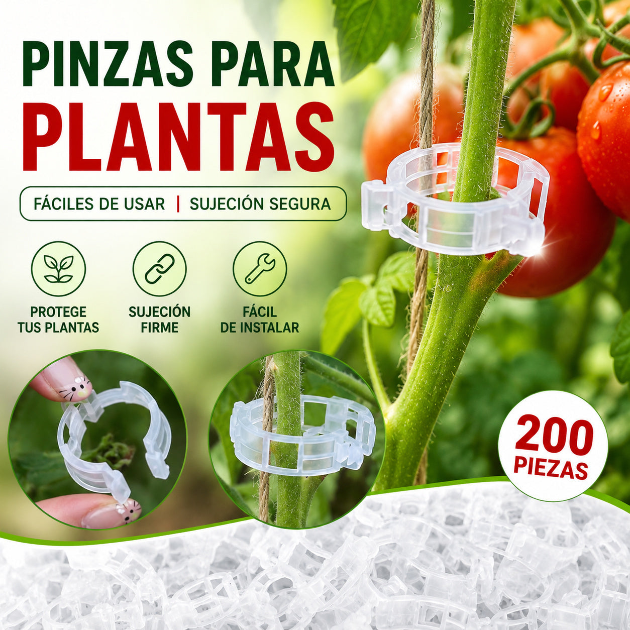 【200 piezas】Clip de fijación para el crecimiento de plantas de plántula