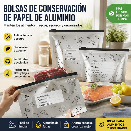 🔥🔥【30 PCS】🔥🔥Bolsas de papel de aluminio antibacterianas para conservar alimentos en el hogar, súper prácticas de usar, con un excelente efecto de conservación.