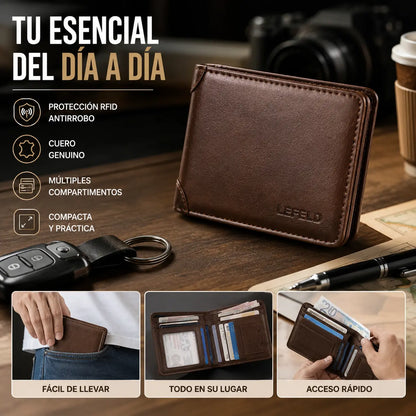🐂✨ Nueva cartera de cuero genuino para hombre con sistema antirrobo