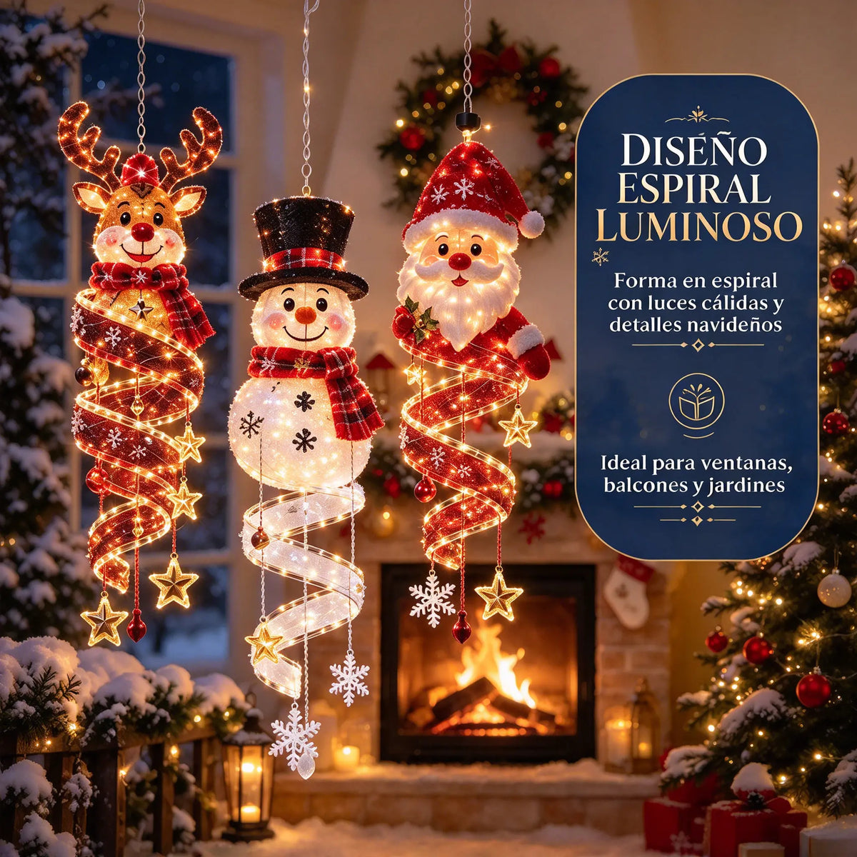🎄 Colección de luces LED colgantes en espiral con magia navideña ✨