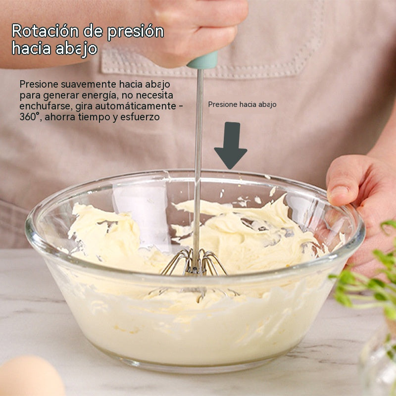 【 2 pieza por 24 euros】Batidor de huevos semiautomático de acero inoxidable