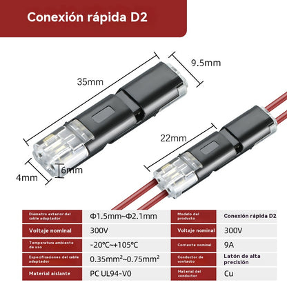 🏆Conector enchufable de doble cable con presilla de bloqueo