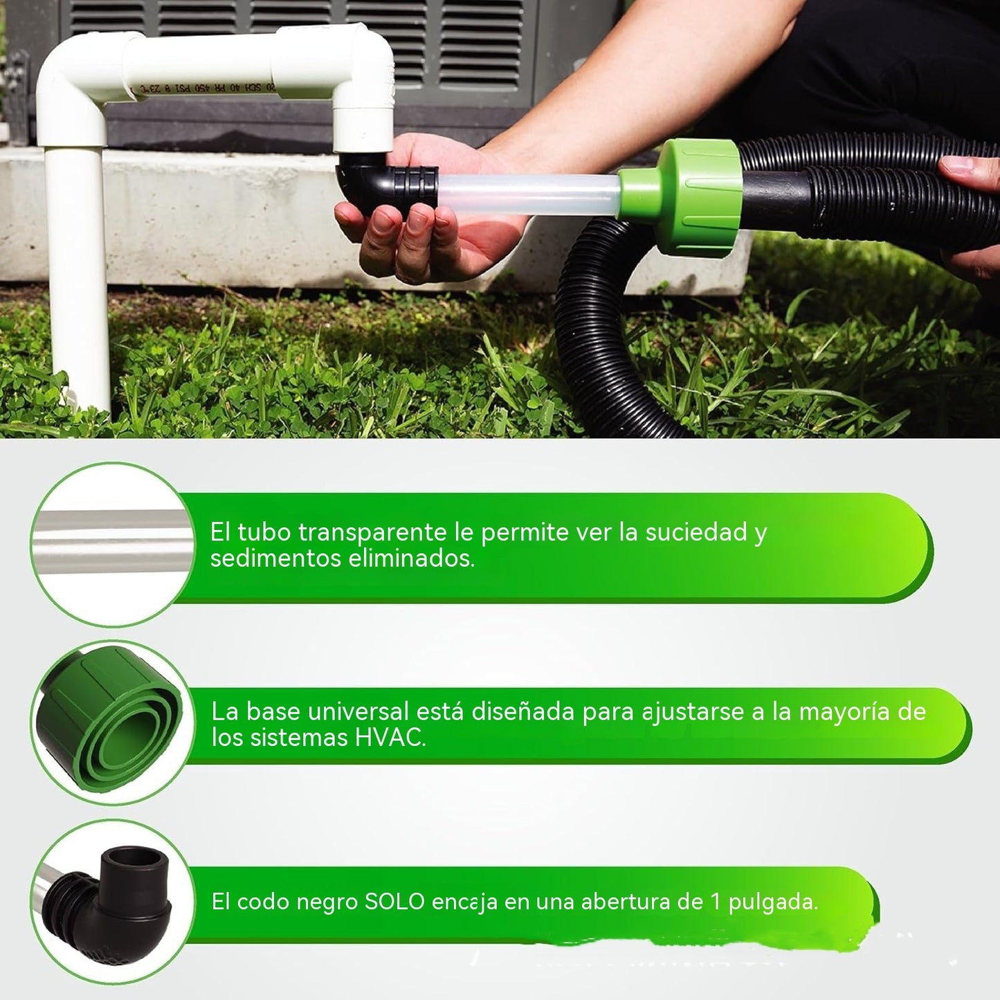 Herramienta para limpiar el tubo de desagüe del aire acondicionado, limpiador de tuberías de condensación, elimina rápidamente las obstrucciones, compatible con aspiradoras.