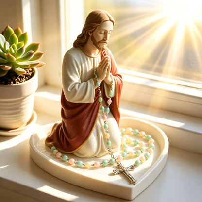 ✝️ Gran oferta: 50 % de descuento – Bandeja de cerámica «Graceful Faith» con la Virgen María para guardar rosarios o recuerdos.