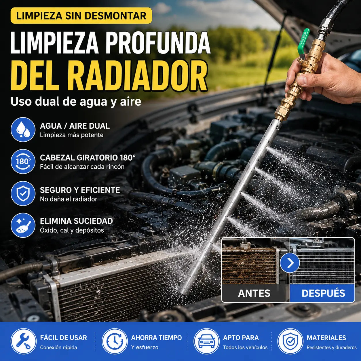 ✨Herramienta especial para limpieza de tanques de agua de automóviles, camiones y excavadoras