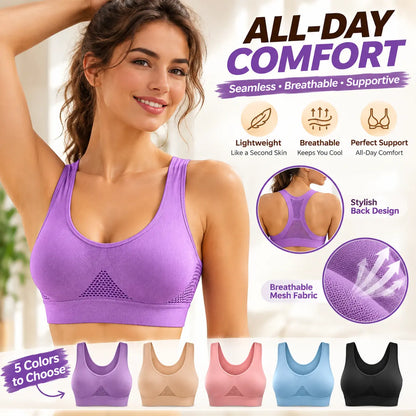 🥇🏆【Compra 1 y llévate 1 gratis】🔥【45-123 kg】Sujetador deportivo transpirable sin costuras, sujetador push up con escote en V profundo
