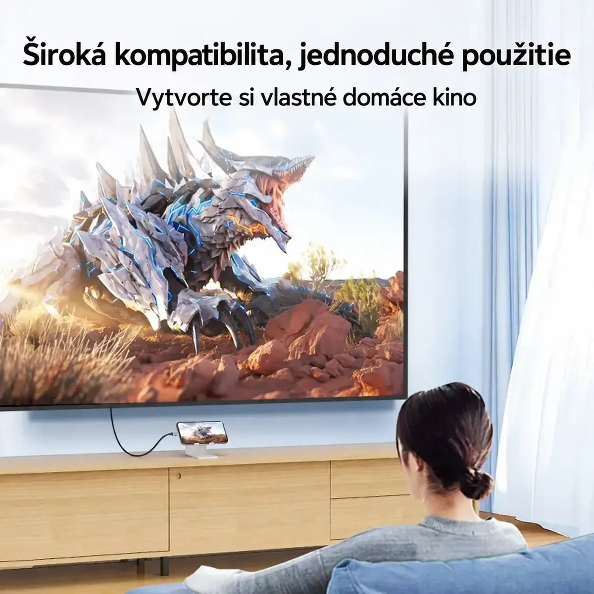 🔌 4K 60Hz Type-C na HDMI kábel – jednoduché prepojenie mobilu, notebooku a TV, jednosmerný prenos a stabilný obraz.