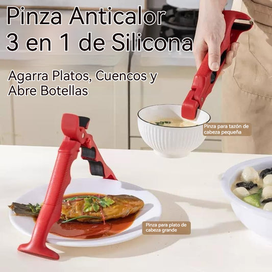 📢 ¡50% de descuento! 🔥✨ Pinzas de silicona 3 en 1 pinzas antiquemaduras pinzas para tazones antideslizantes pinzas de cocina