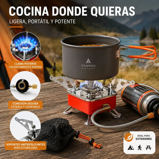 Mini hornillo de camping plegable portátil para exteriores, barbacoa y olla caliente, pequeño hornillo de gas cuadrado para uso doméstico.