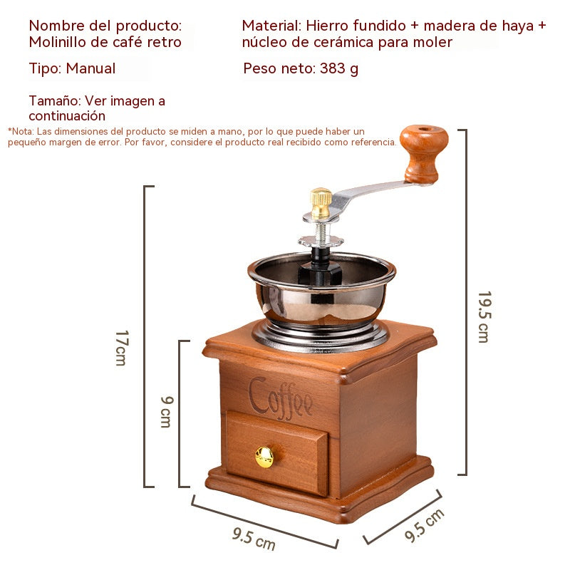 💥💥Mini molinillo de café retro de manivela para el hogar