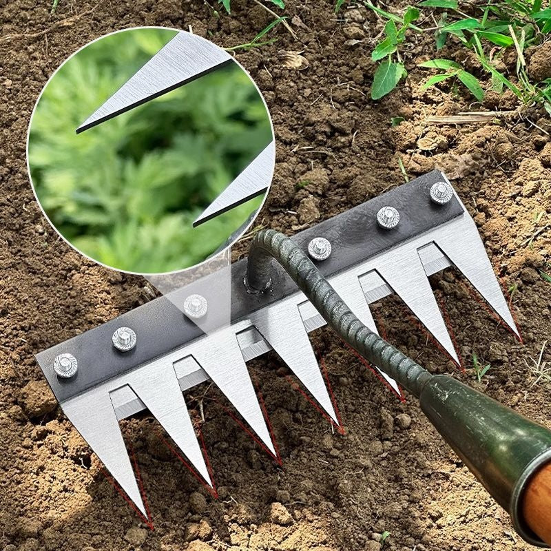 Rastrillos para maleza con púas de acero al carbono para jardín: duraderos, con agarre ergonómico y para desherbar de manera eficiente 🌱